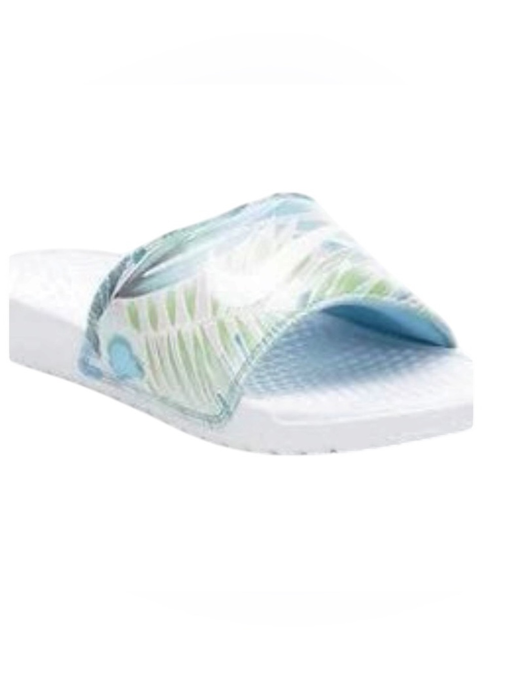 Nike Benassi JDI Tropical Floral Palm Leaf Slide Sandals White Blue Women 8.5 - Picture 2 of 13
